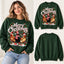 Merry Christmas Chickens Sweatshirt – Funny Christmas Chickens with Santa Hats & Lights Crewneck