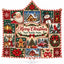Custom Family Name Christmas Hooded Blanket - Vintage Patchwork Santa, Snowman & Red Truck Fleece Blanket, Family Gift