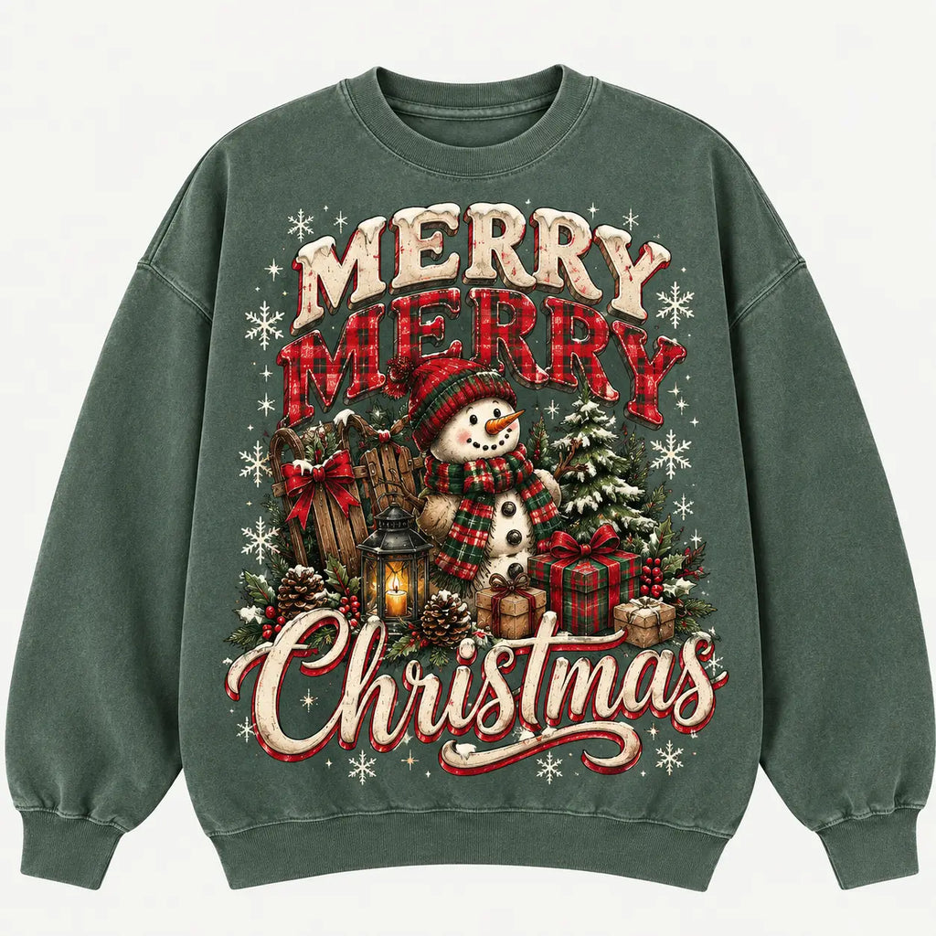 Merry Merry Snowman Christmas Sweatshirt, Winter Sweater Outfit