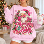 Merry and Bright Santa Holiday Christmas Sweatshirt, Winter Sweater Outfit