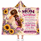To My Mom You Are My Sunshine Hooded Blanket - Sunflower Floral Fleece Throw Gift from Daughter