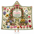 My Flower Garden Hooded Blanket, Botanical Floral Gate Gardening Gift for Women