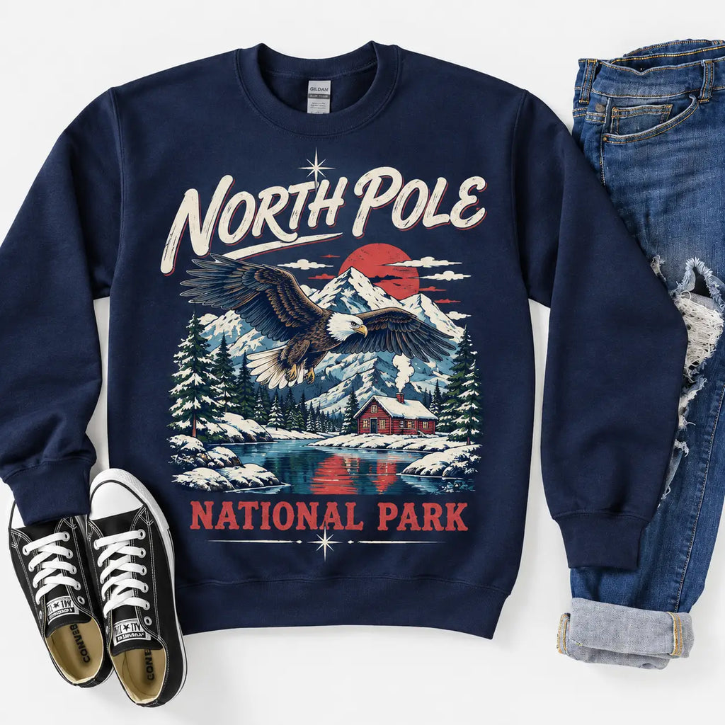North Pole National Park Santa Eagle Sweatshirt, Winter Sweater Outfit