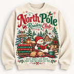 North Pole Readers Club Sweatshirt, Cozy Snowman Book Lover Christmas Sweater