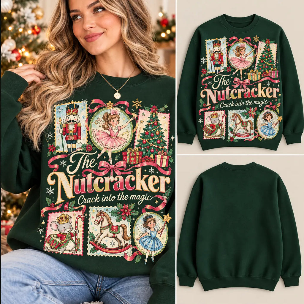 Vintage The Nutcracker Christmas Sweatshirt, Retro Ballerina Sugar Plum Fairy Ugly Sweater
