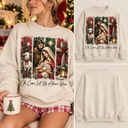 Vintage Oh Come Let Us Adore Him Sweatshirt, Retro Jesus Holy Family Cross Ugly Sweater