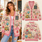 Custom Name "Teach Love Inspire" Teacher Knitted Cardigan - Pastel Pink Sweater