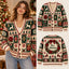 Cozy Vintage Snowflake Christmas Knitted Cardigan, Winter Outfit Sweater