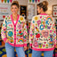 Playful Teacher Pre-K Crew Knitted Cardigan, Cozy Winter Outfit Sweater, School Theme Knit Cardigan