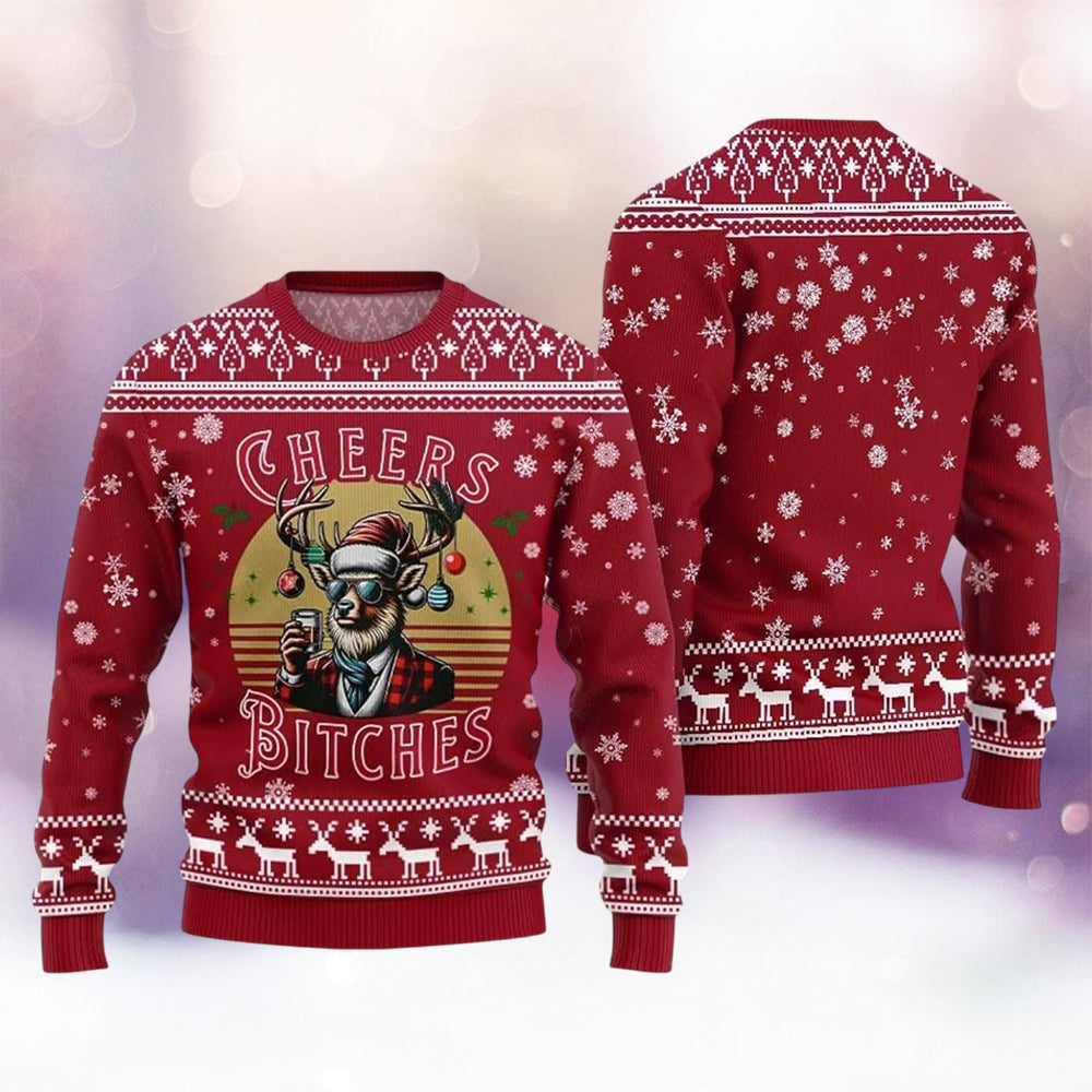 Reindeer Cheer Bitches Ugly Christmas Sweater Adult Best Funny Xmas Jumpers