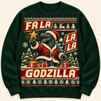 Funny Godzilla Christmas Sweatshirt, Retro Santa Godzilla Ugly Sweater
