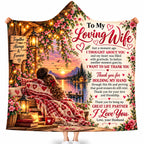 To My Loving Wife Hooded Blanket, Sunset Lake Porch Cabin Anniversary Gift