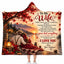 To My Wife Hooded Blanket, Autumn Red Maple Sunset Lake Dock Anniversary Gift