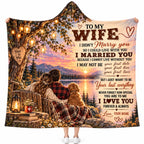 Personalized To My Wife Hooded Blanket, Romantic Sunset Lake Dog Anniversary Gift