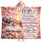 To My Wife Hooded Blanket, Romantic Swan Lake Cherry Blossom Anniversary Gift