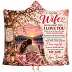 Personalized To My Wife Hooded Blanket, Romantic Sunset Lake Cherry Blossom Gift