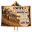 Personalized To My Wife Hooded Blanket, Rustic Deer Mountain Sunset Love Gift