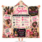 Hairdresser Hooded Blanket, In This Salon Hair Stylist Cosmetologist Gift Throw