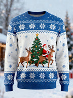 Santa Riding Reindeer Ugly Christmas Sweater Mens Funny Xmas Sweaters Gifts For Him