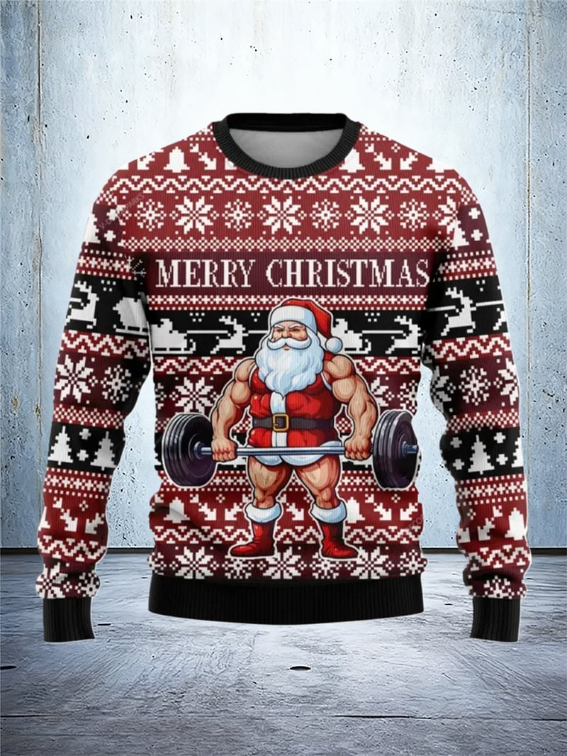 Santa Weightlifting Ugly Christmas Sweater Funny Xmas Sweaters Gifts For Gym Lovers