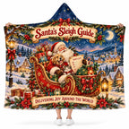 Santa's Sleigh Guide Hooded Blanket - Festive Christmas Dog & Cat Fleece Throw
