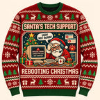 Santas Tech Support Sweatshirt, Funny IT Christmas Error Code Ugly Xmas Sweater