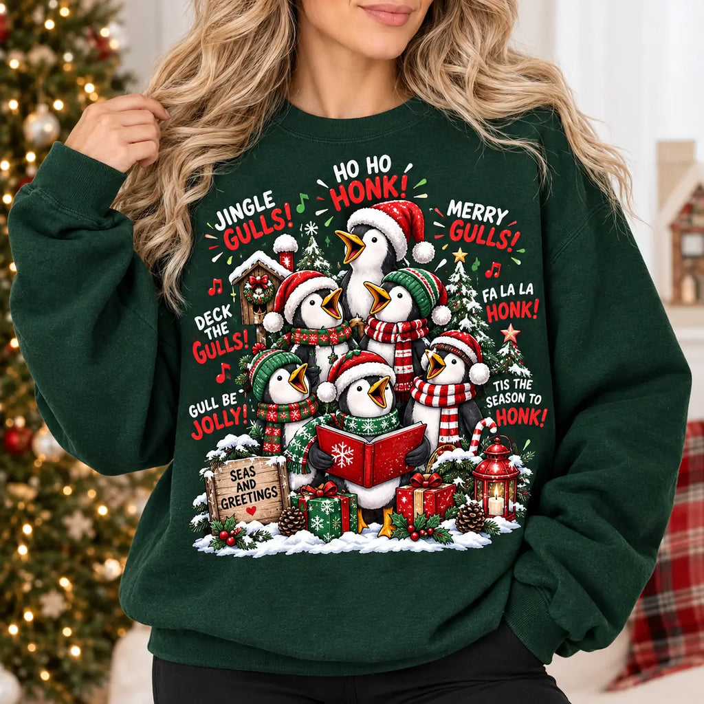 Seas And Greetings Ho Ho Ho Christmas Sweatshirt, Winter Sweater Outfit