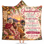 To My Granddaughter Hooded Blanket, Love Grandmother Sunset Swing Gift