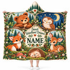 Personalized Sweet Woodland Dreams Hooded Blanket, Cute Forest Animal Baby Gift