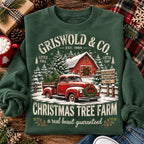 Vintage Christmas Tree Farm Sweatshirt, Winter Sweater Outfit