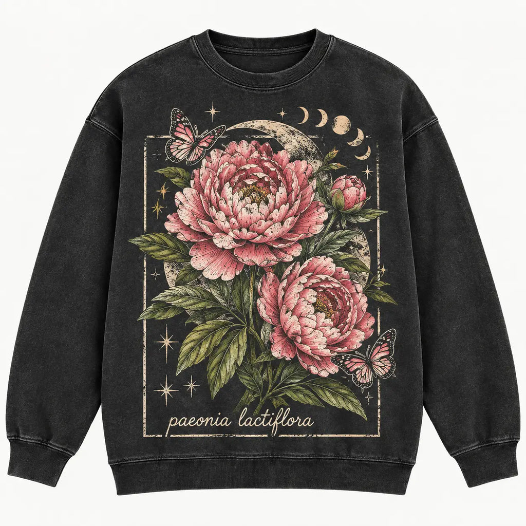 Vintage Peony Floral Sweatshirt, Christmas Sweater Gifts For Women