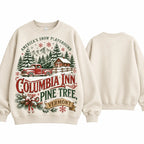 Vintage Columbia Inn Pine Tree Vermont Sweatshirt, White Christmas Red Truck Cabin Sweater