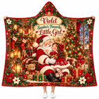 Personalized Santa's Favorite Little Girl Hooded Blanket, Custom Christmas Gift