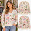 Colorful Floral Book Club Christmas Knitted Cardigan, Cozy Winter Outfit Sweater