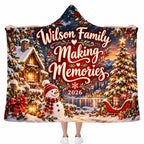 Personalized Family Making Memories Hooded Blanket, Custom Christmas Cabin Gift