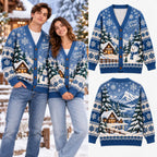 Personalized Couple Name North Pole Christmas Knitted Cardigan, Cozy Winter Outfit Sweater