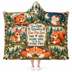 Personalized Two Little Wonders Hooded Blanket, Woodland Twins Sibling Gift