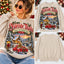 Retro Yuletide Trails Snowy Creek Beige Graphic Crewneck