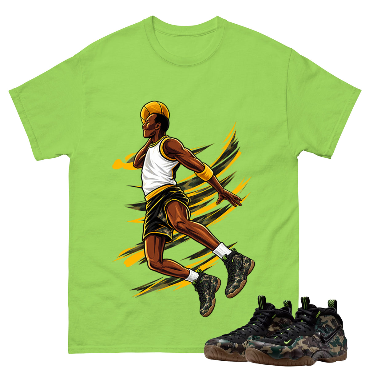 Air Ball Shirt To Match Air Foamposite Pro Black Camo Unisex Cotton Graphic Tee