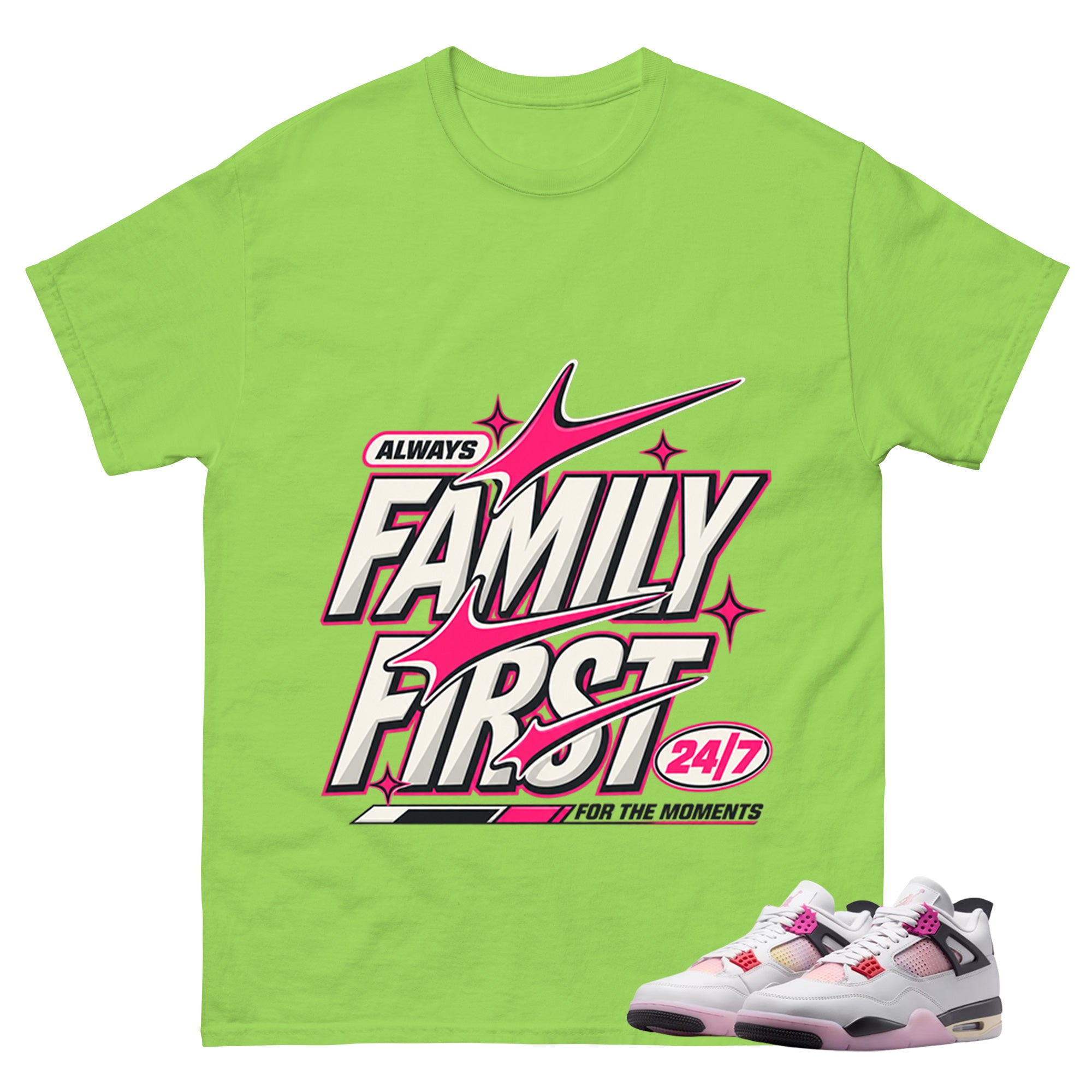Alway Family First Shirt To Match Air Jordan 4 Comic Unisex Cotton Graphic Tee