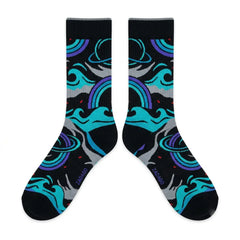 Aqua 2015 Sneaker Match Socks – Air Jordan 8 Retro Inspired Mid-Cut Crew Socks