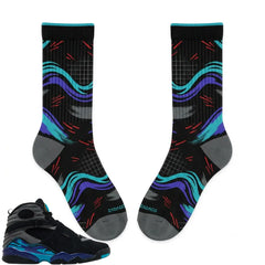 Aqua 2025 Sneaker Match Socks – Air Jordan 8 Retro Inspired Mid-Cut Crew Socks