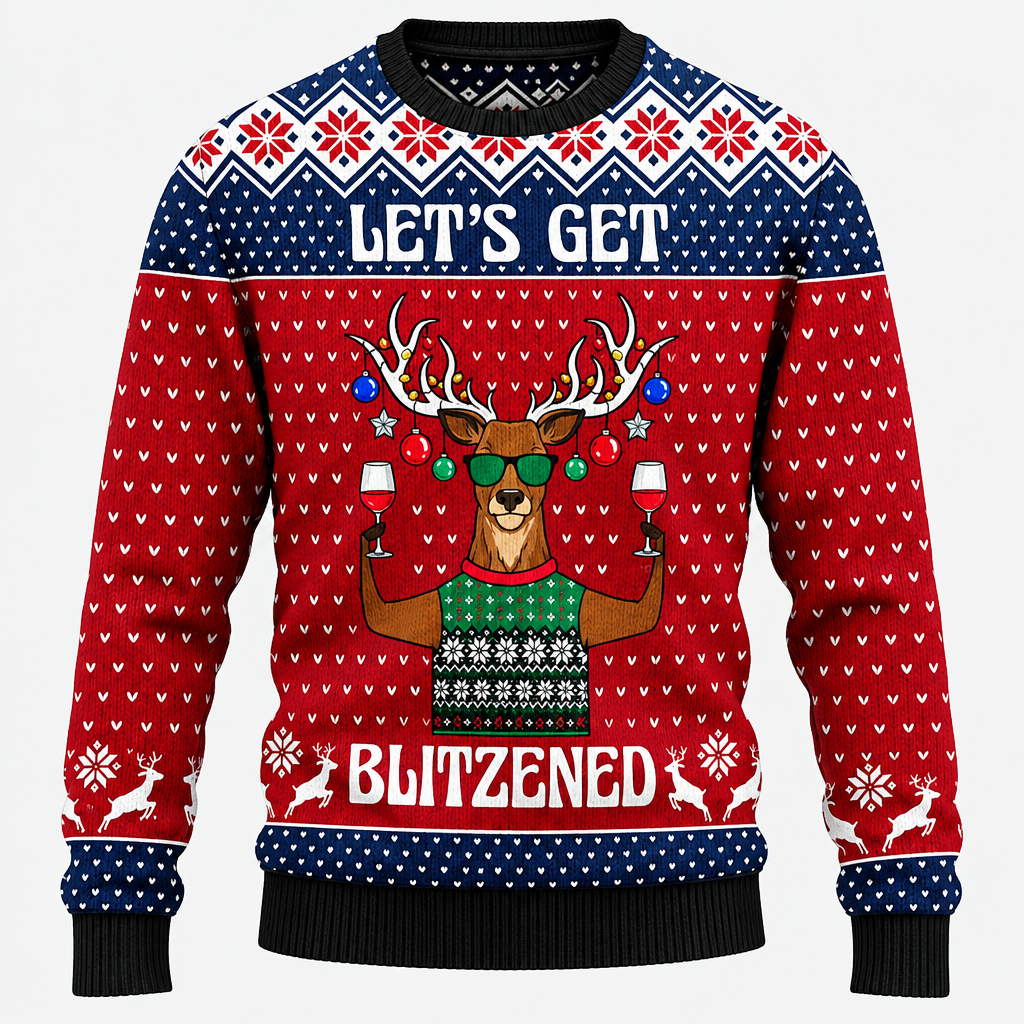 Bản nâng chất lượng của ảnh áo sweater Reindeer Let's Get Blitzened