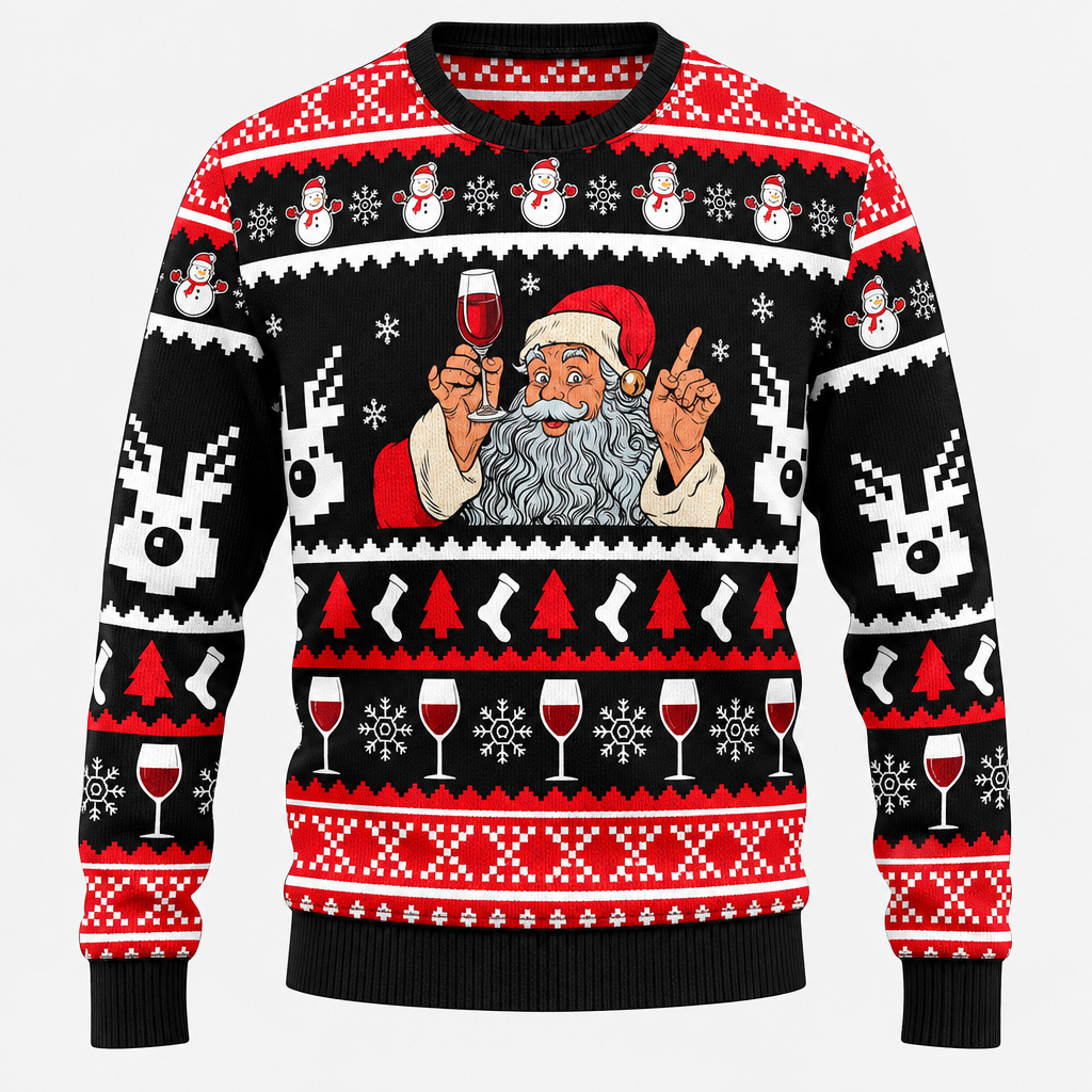 Bản nâng chất lượng của ảnh áo sweater Santa Claus Red Wine