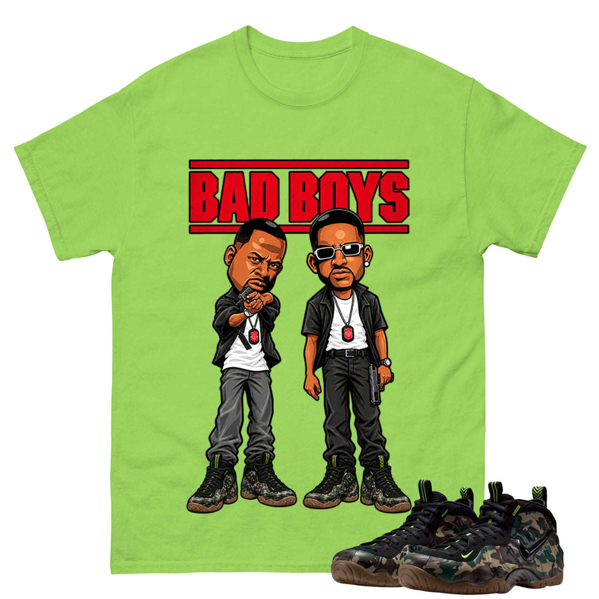 Bad Boys Shirt To Match Air Foamposite Pro Black Camo Unisex Cotton Graphic Tee
