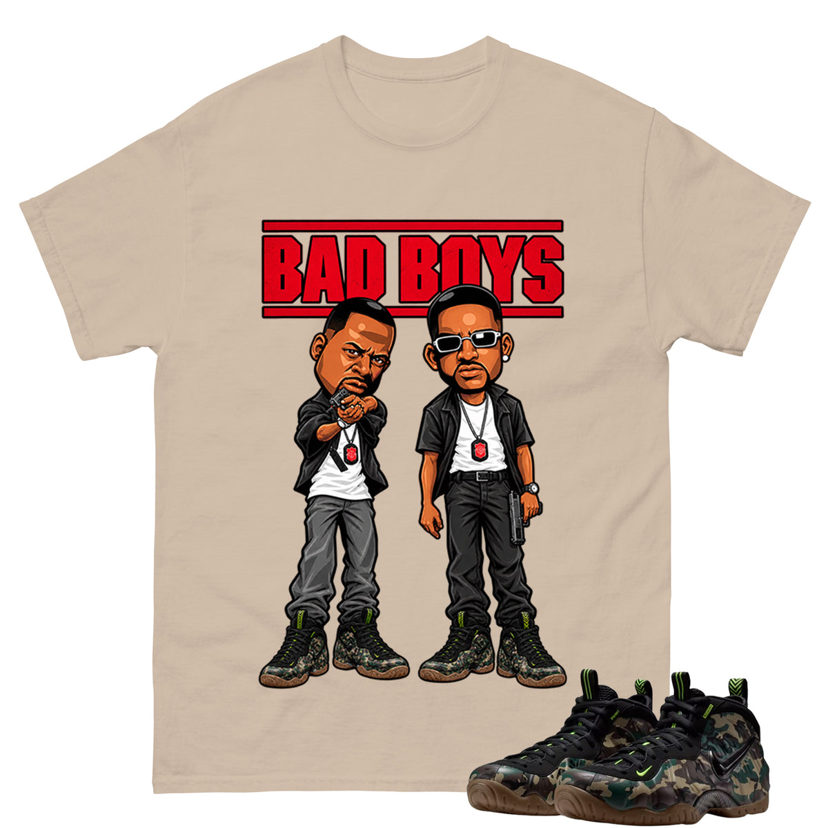 Bad Boys Shirt To Match Air Foamposite Pro Black Camo Unisex Cotton Graphic Tee
