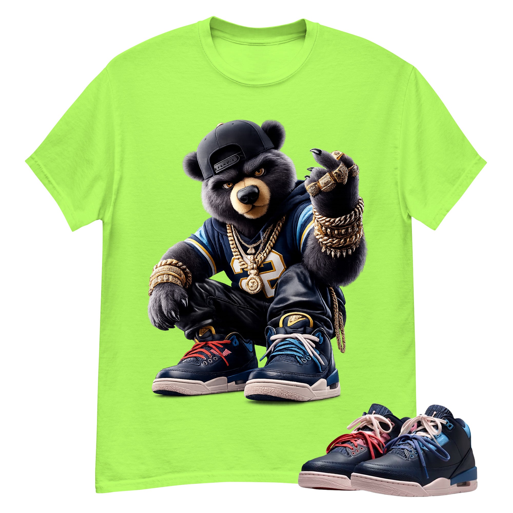 Bear King Shirt To Match Air Jordan 3 Sports Renaissance Unisex Cotton Graphic Tee