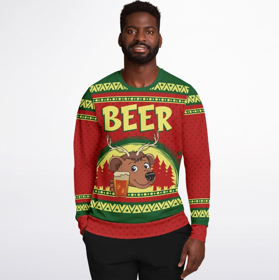 Beer Deer Christmas Sweatshirt A Christmas Sweater Gifts For Men - Zillykick