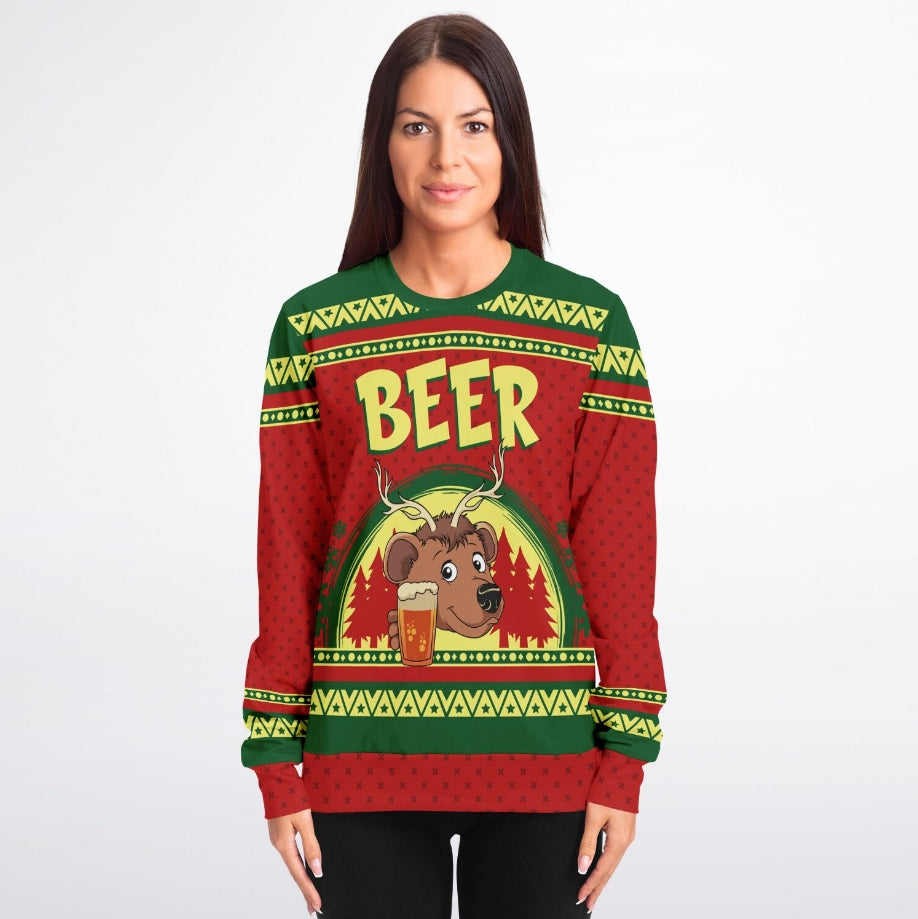 Beer Deer Christmas Sweatshirt A Christmas Sweater Gifts For Men - Zillykick