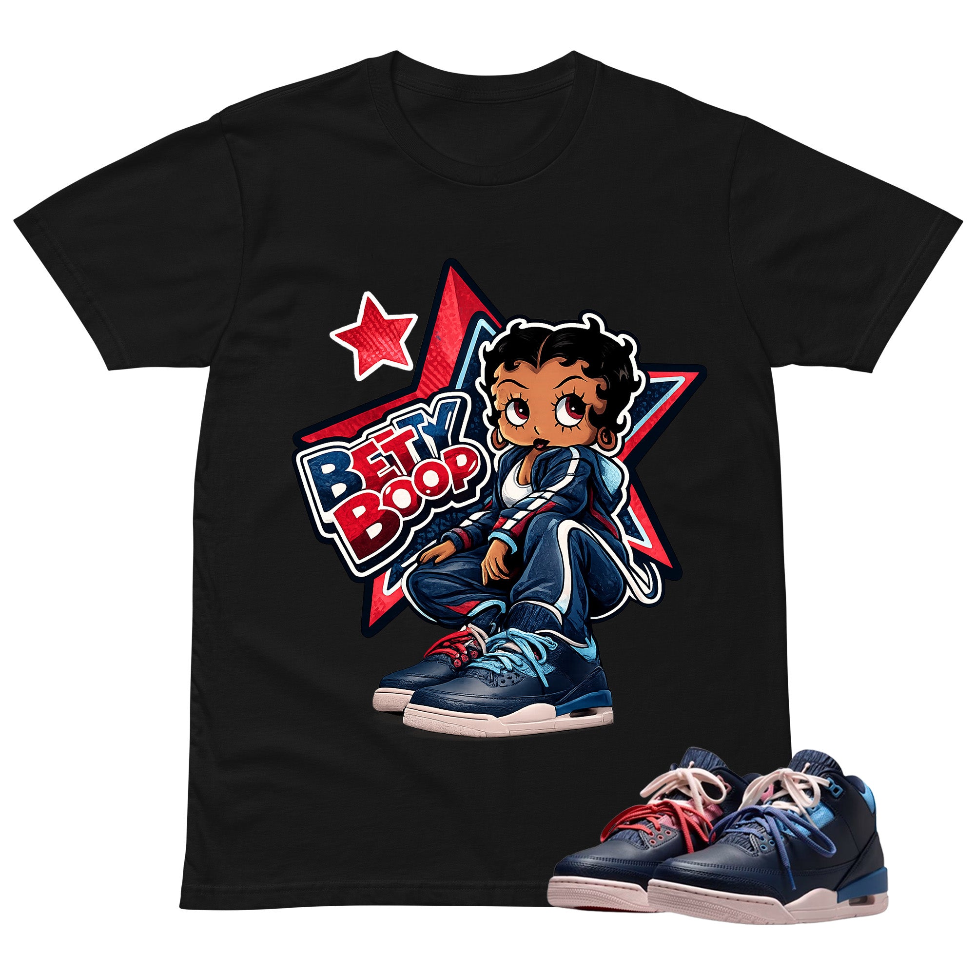 Betty Boop Star Shirt To Match Air Jordan 3 Sports Renaissance Unisex Cotton Graphic Tee